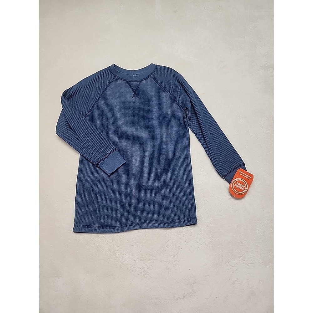 NWT Wonder Nation Henley Boys Long Sleeve Blue Pullover Size Med (8)